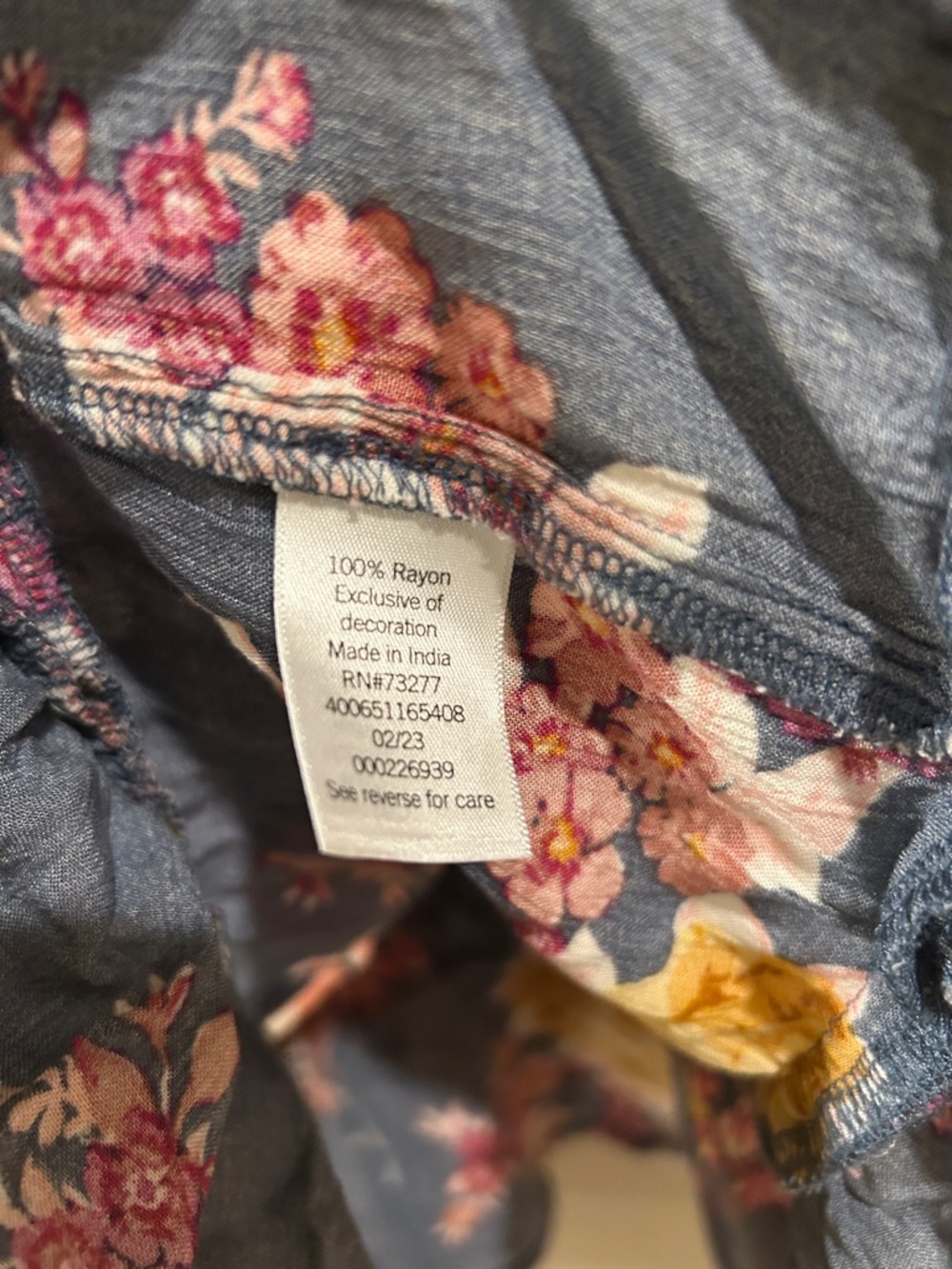 SO Blue Floral Tie-Front Tiered Dress Size L - Picture 4 of 5